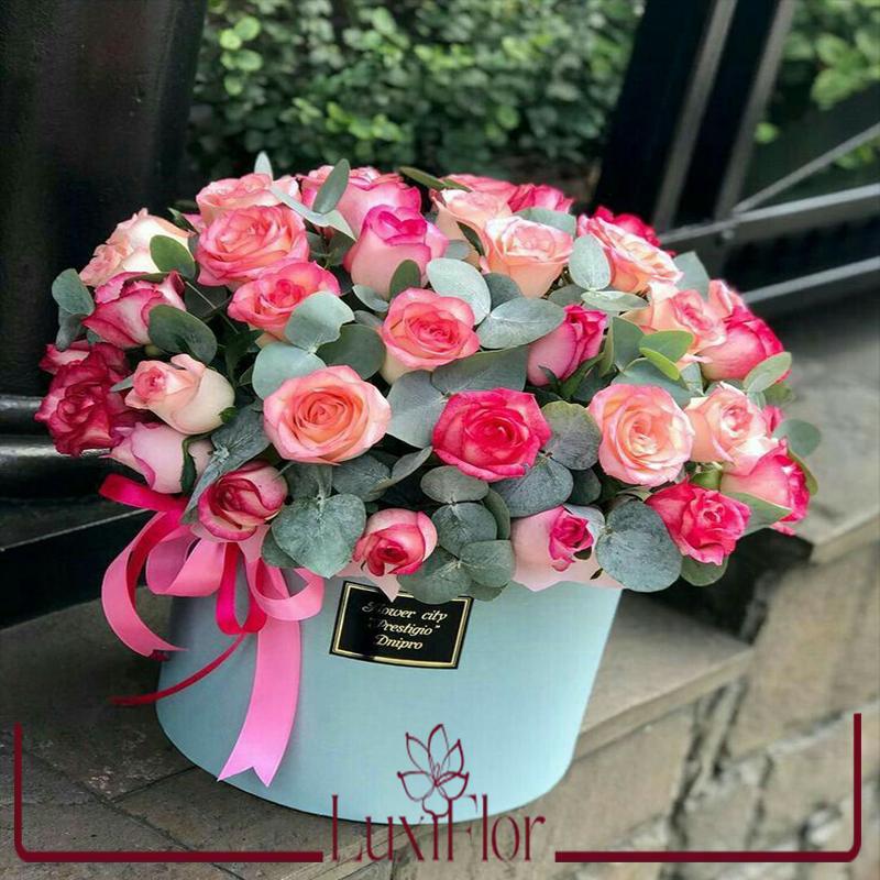 باکس گل رز صورتی کد 1076