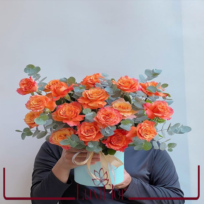 باکس گل رز نارنجی کد 1072